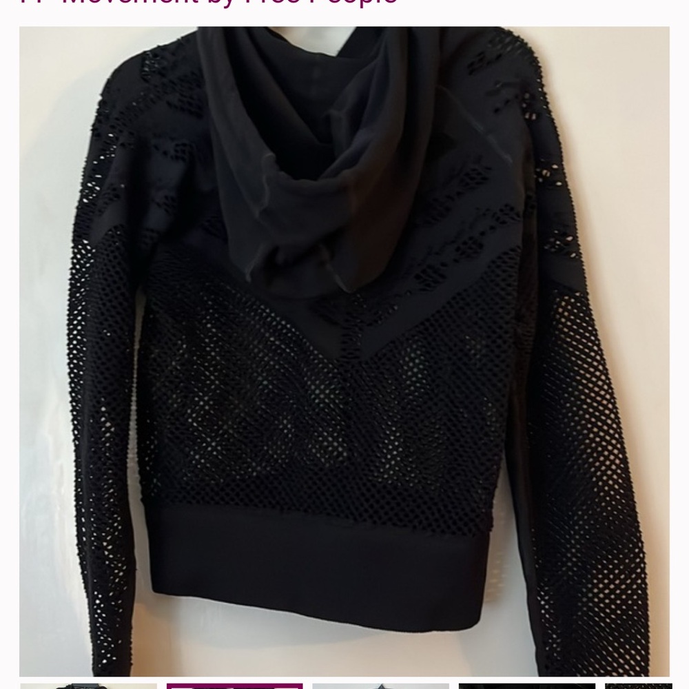 NWOT Free People Movement Black Textured Mesh Hoodie, Multiple Sizes - Picture 2 of 6